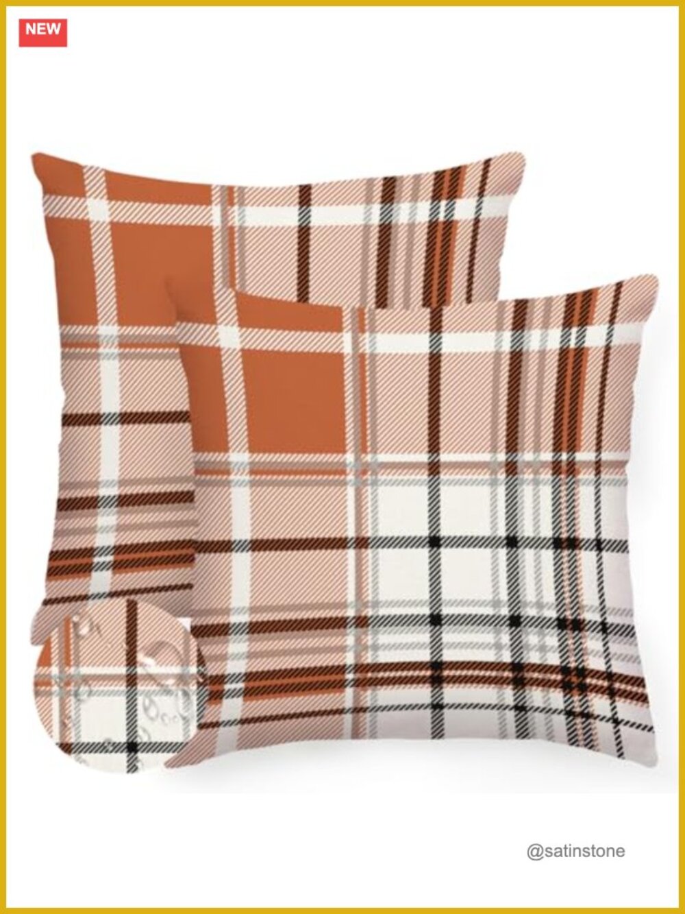 Plaid Throw Pillow Covers 18x18 Set of 2 Waterproof Linen Fall Decor